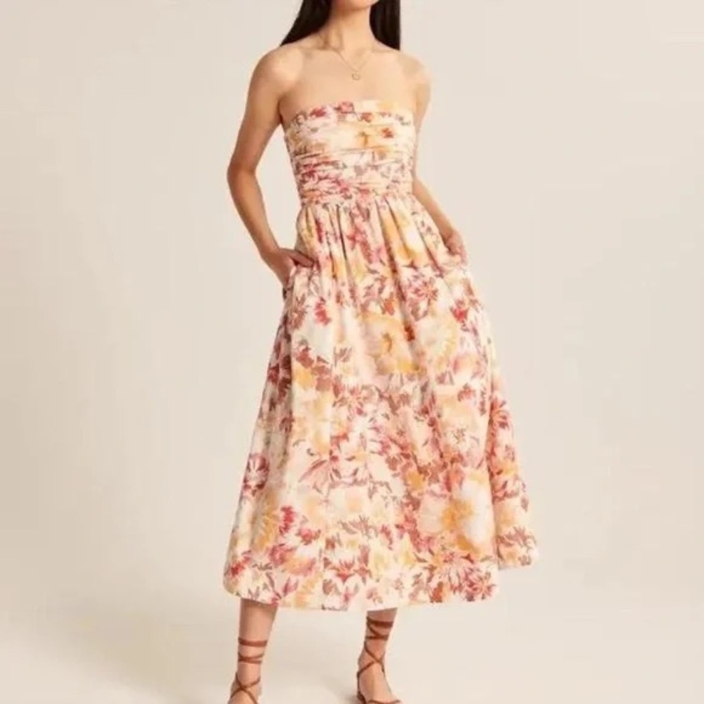 Abercrombie & Fitch Floral Emerson Poplin Midi Dress PETITE
